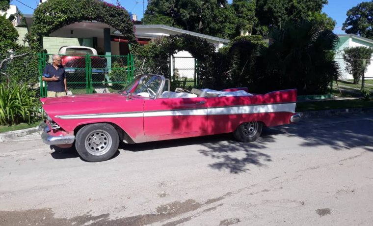 1957 Plymouth convertible car, owner Manuel